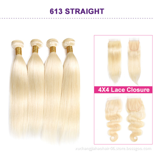 613 Blonde Virgin Human Hair,613 Cuticle Aligned Hair Bundles With Frontal,Blonde Virgin Human Hair 613 Bundles With Closure